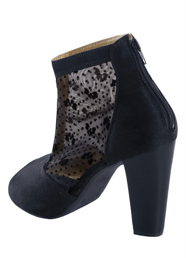Outlet - Ankle Boot com Detalhe de Renda Preto 2
