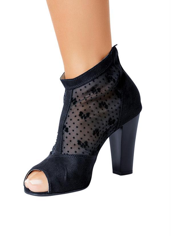 Outlet - Ankle Boot com Detalhe de Renda Preto 4