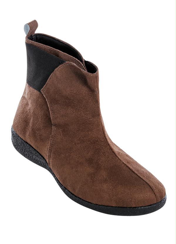 bota cano curto rasteira de camurça