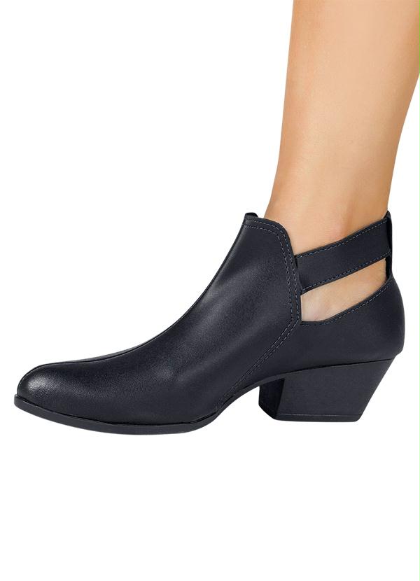 Outlet - Bota Cano Curto Preta com Fivela 5
