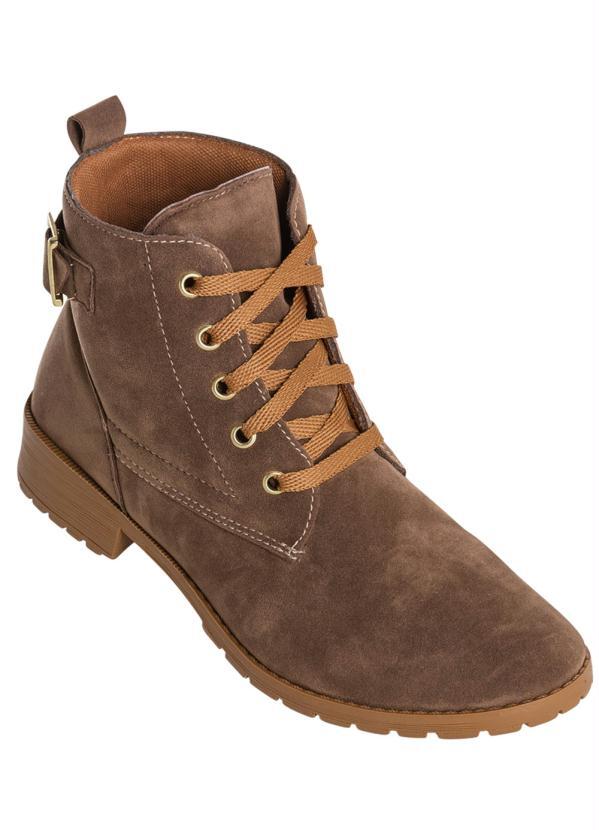 Outlet - Bota Cano Médio Marrom com Cadarço