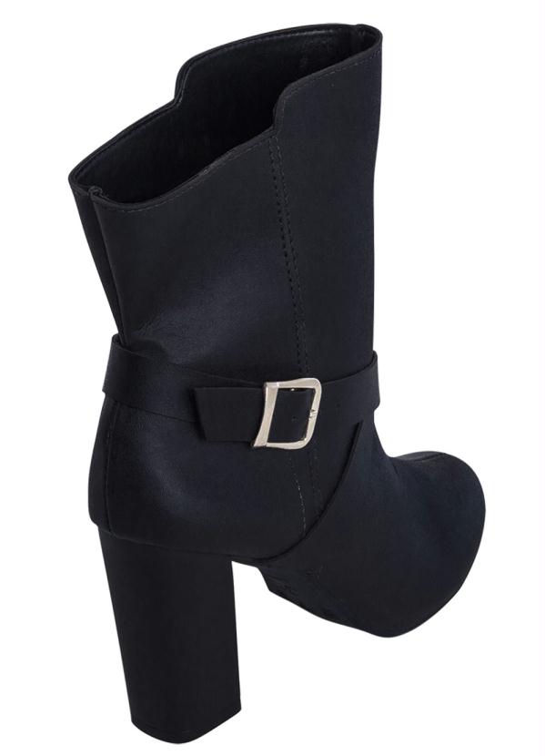 Outlet - Bota Cano Médio Preta com Salto Quadrado 2