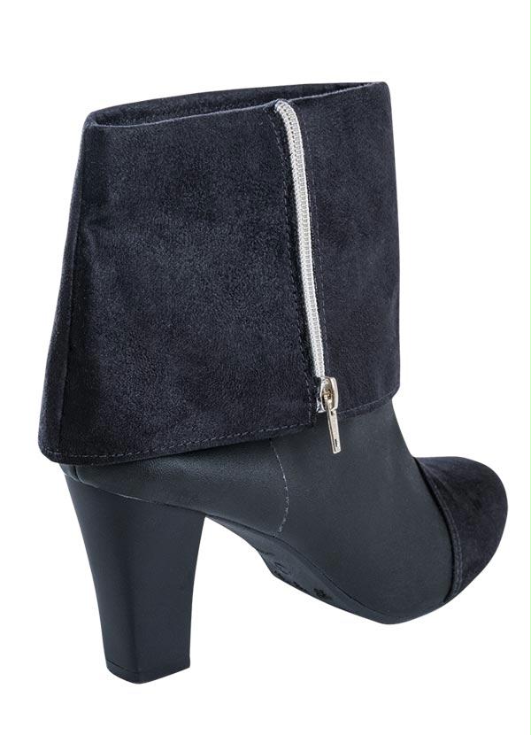 Perfecta - Bota Cano Médio Preta em Camurça Sintética 2