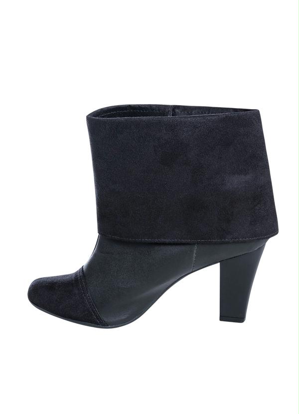 Perfecta - Bota Cano Médio Preta em Camurça Sintética 3