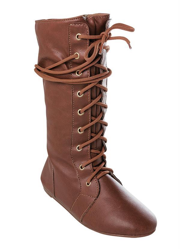 Outlet - Bota com Detalhe de Amarração Frontal Caramelo