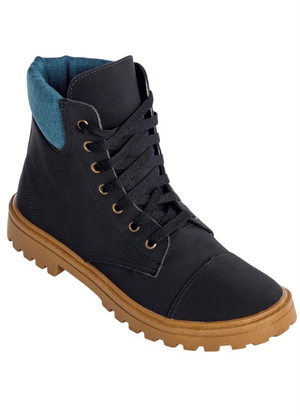 Outlet - Bota Coturno Preta Nobuck