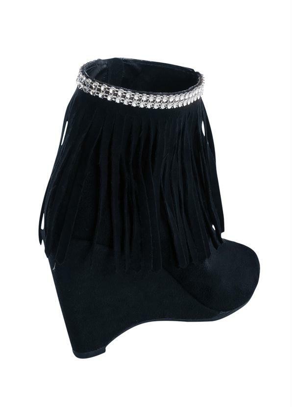 Outlet - Ankle Boot com Franjas Preta 2