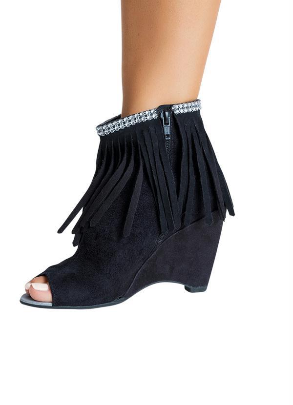 Outlet - Ankle Boot com Franjas Preta 4