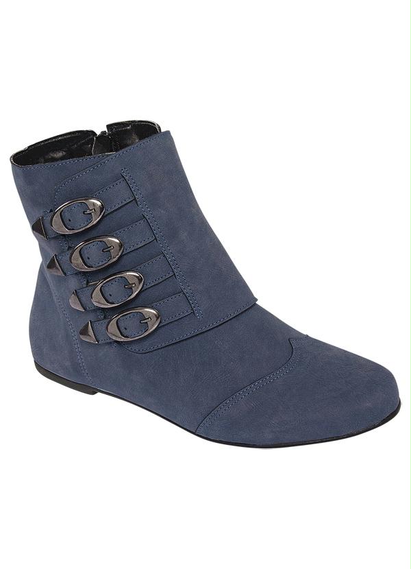 Quintess - Bota Cano Curto com Detalhe de Fivelas Azul