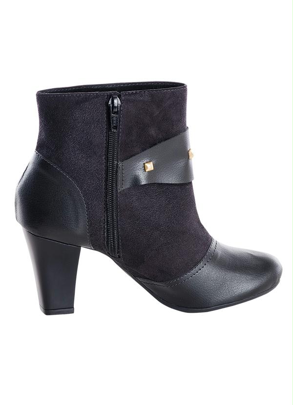 Outlet - Bota Cano Curto com Salto Preto 3