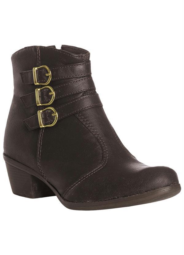 Quintess - Bota Cano Curto Três Fivelas Marrom