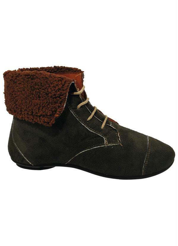 Outlet - Bota Cano Curto Verde Musgo e Marrom