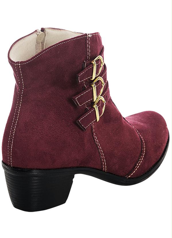 Quintess - Bota Detalhe Fivela no Cano Vinho 2