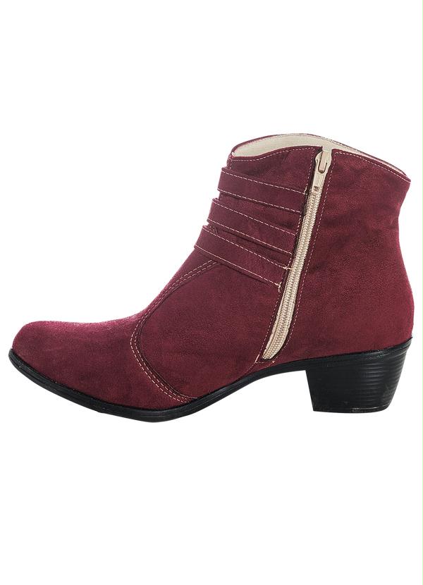 Quintess - Bota Detalhe Fivela no Cano Vinho 3