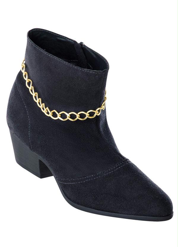 Perfecta - Bota Preta com Detalhe Corrente