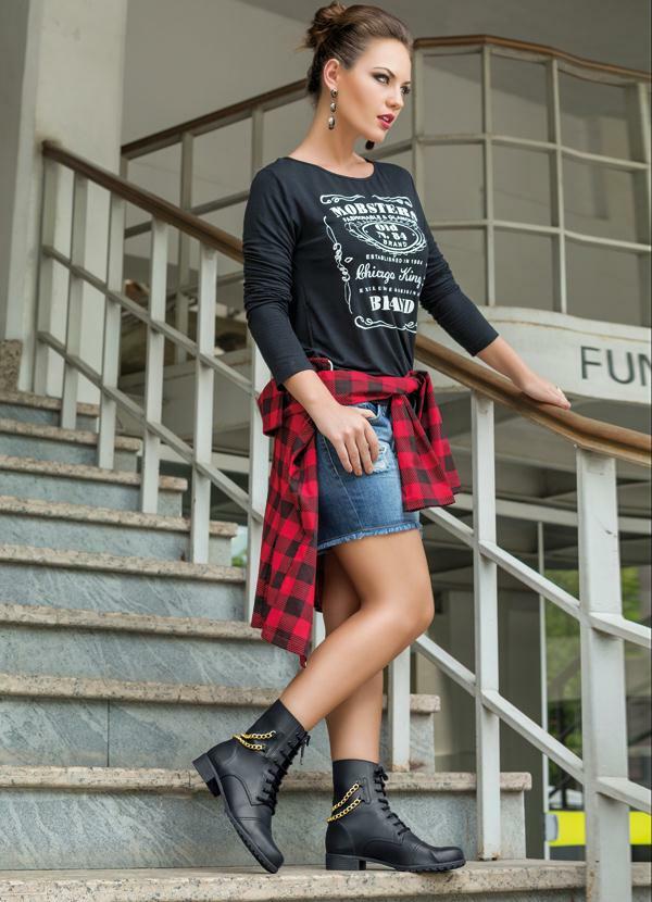 Outlet - Coturno com Com Correntes Preto 4