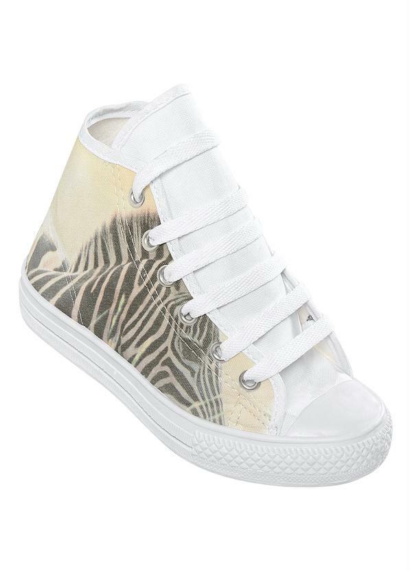 Outlet - Tênis Infantil Cano Alto Estampa de Zebra