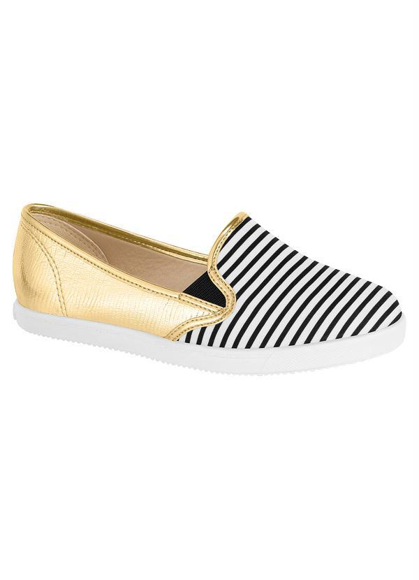 Molekinha - Tênis Slipper Molekinha Listrado e Dourado