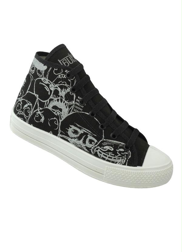 Outlet - Tênis Infantil Masculino Preto com Estampa Memes