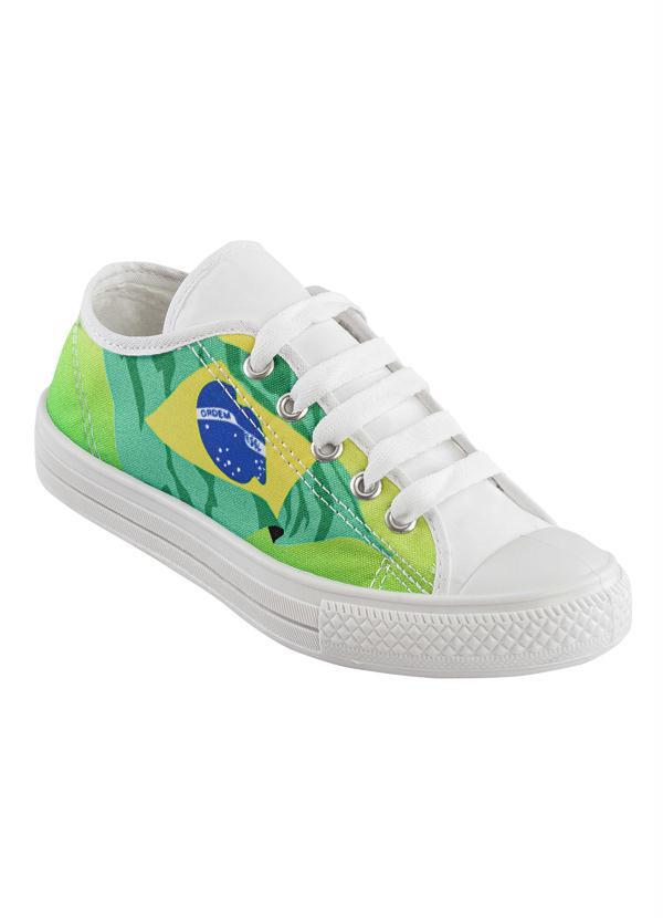 Outlet - Tênis Infantil Menino Estampa Bandeira do Brasil