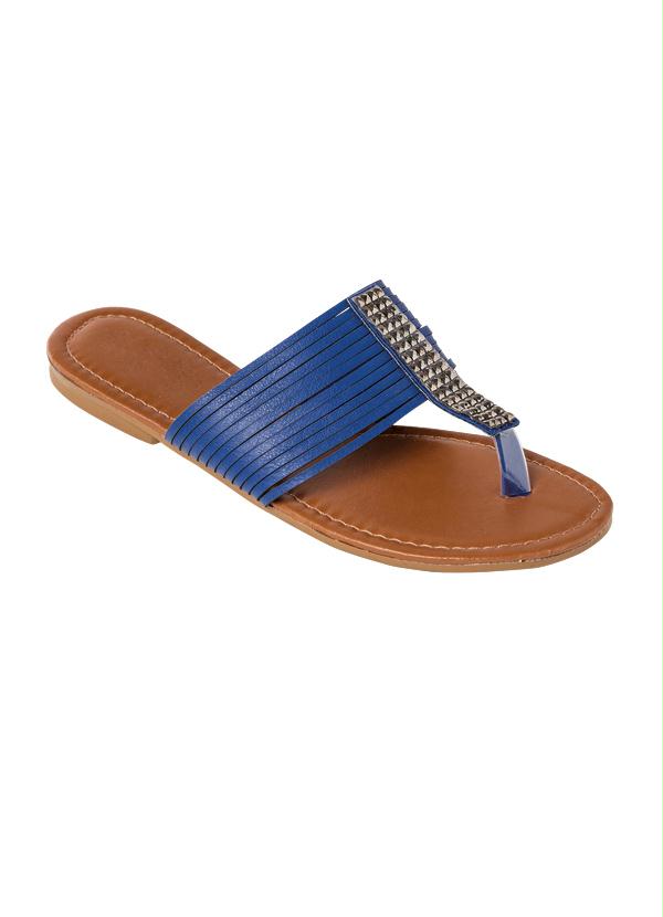 Outlet - Chinelo Azul com Detalhe de Pedras