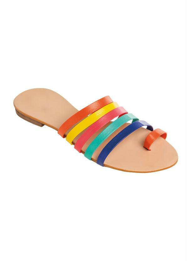 Outlet - Chinelo Bege com Tiras Coloridas
