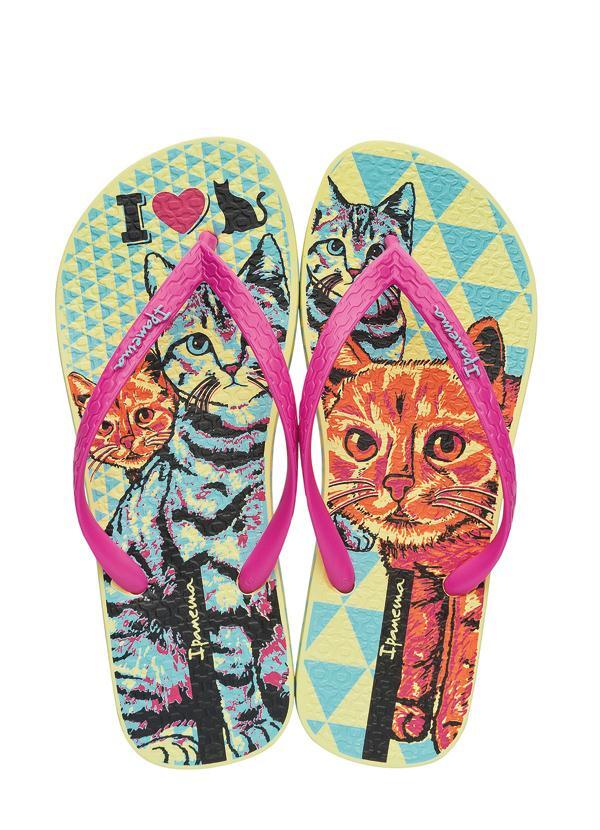 Grendene - Chinelo Feminino Estampa de Gatos Ipanema