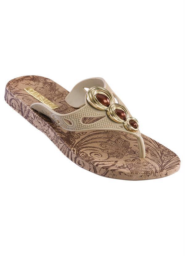 Outlet - Chinelo Aplique Pedras Bege