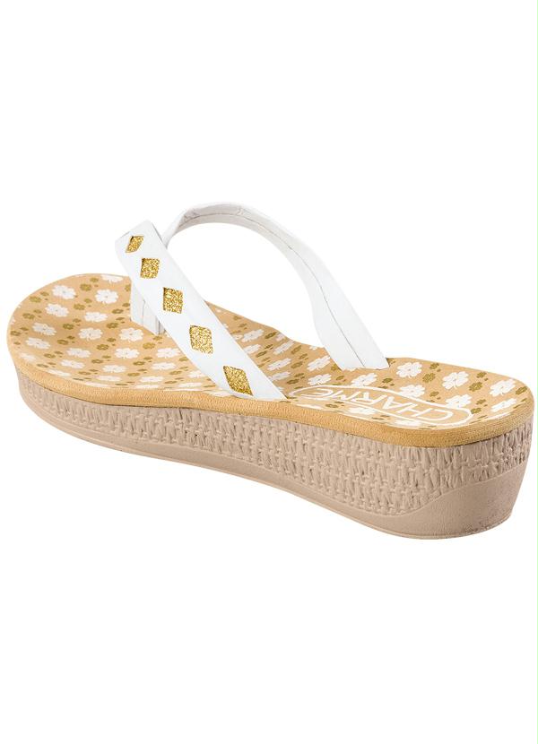 Outlet - Tamanco Branco Detalhe Glitter Dourado 2