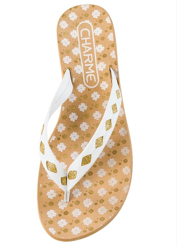 Outlet - Tamanco Branco Detalhe Glitter Dourado 4