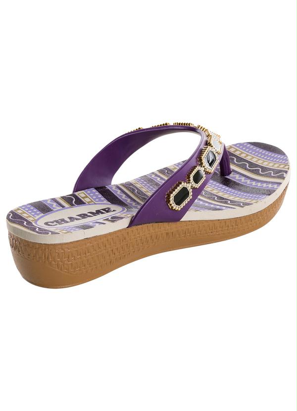 Outlet - Tamanco Detalhes de Pedrarias Roxa 2