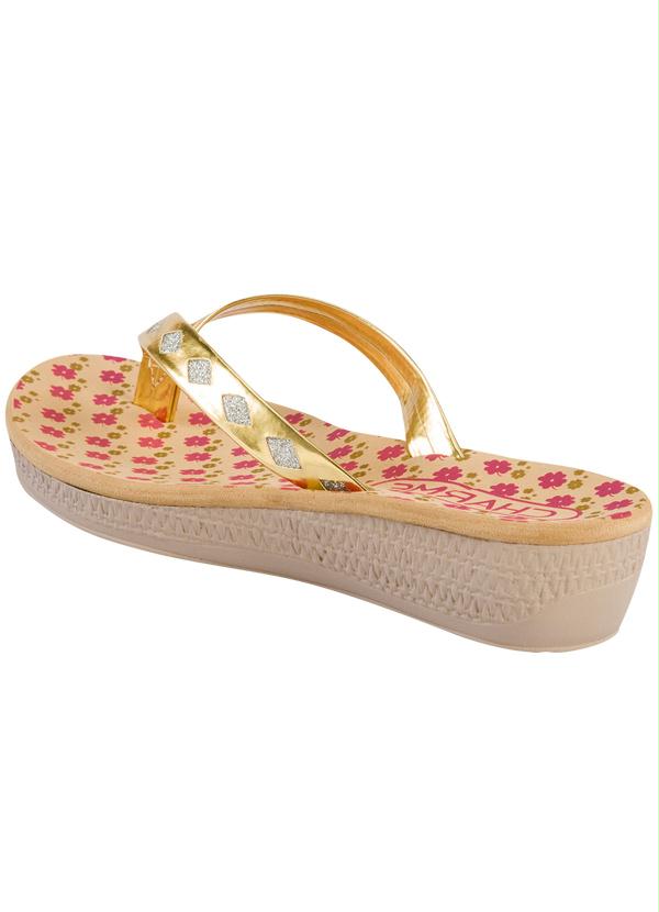 Outlet - Tamanco Dourado Detalhe Glitter Prata 2