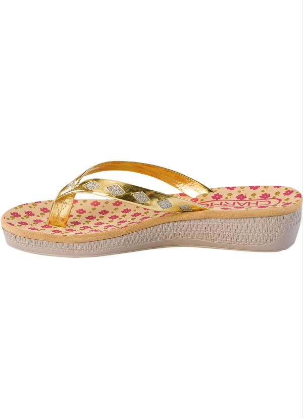 Outlet - Tamanco Dourado Detalhe Glitter Prata 3