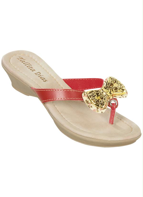 Outlet - Tamanco Vermelho com Laço Dourado