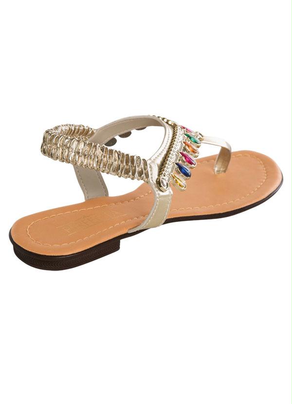 Outlet - Rasteira Dourada com Detalhe de Pedrarias 2