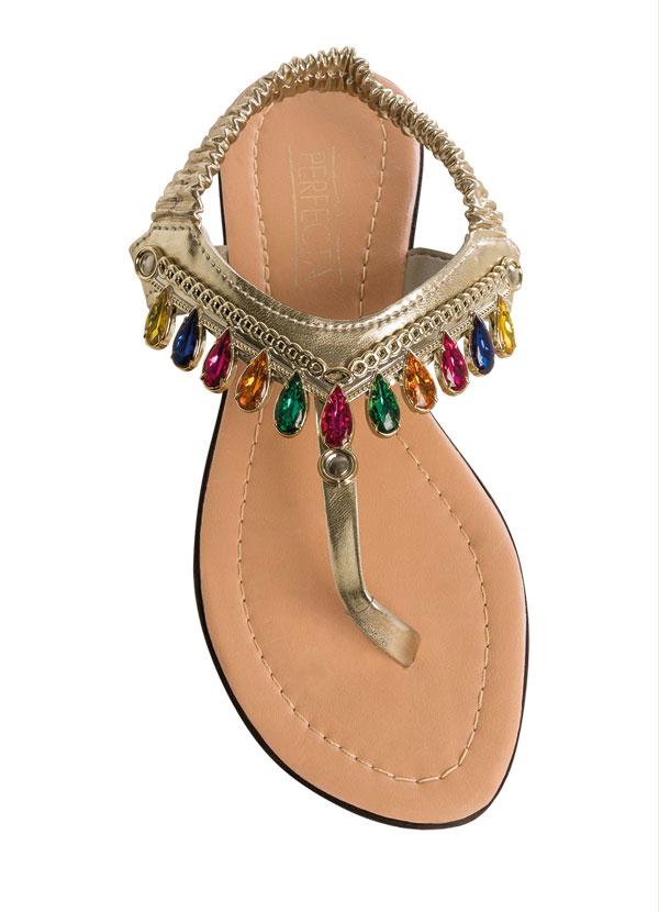 Outlet - Rasteira Dourada com Detalhe de Pedrarias 4