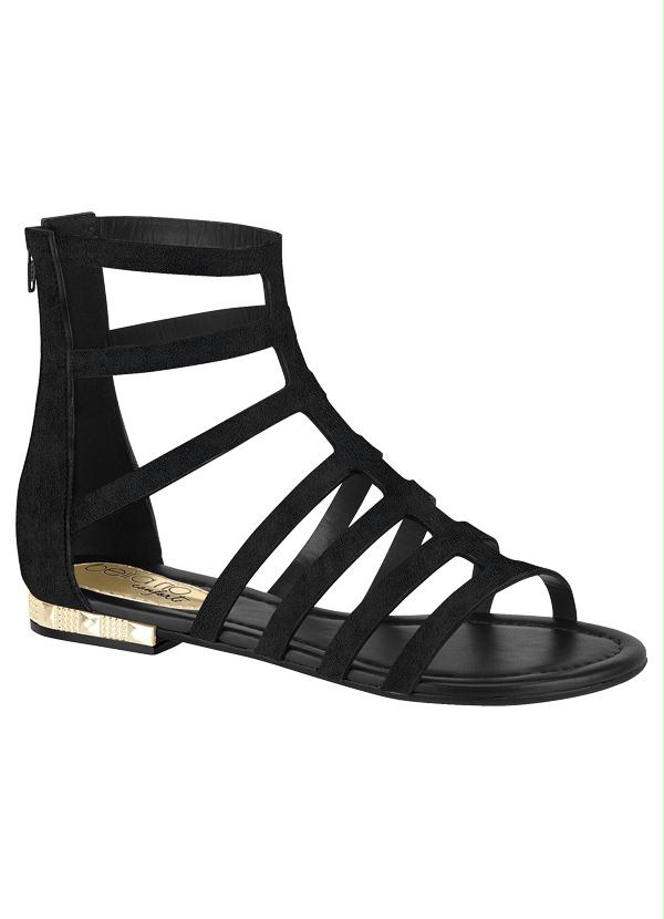 Beira Rio - Rasteira Gladiadora Preta Beira Rio