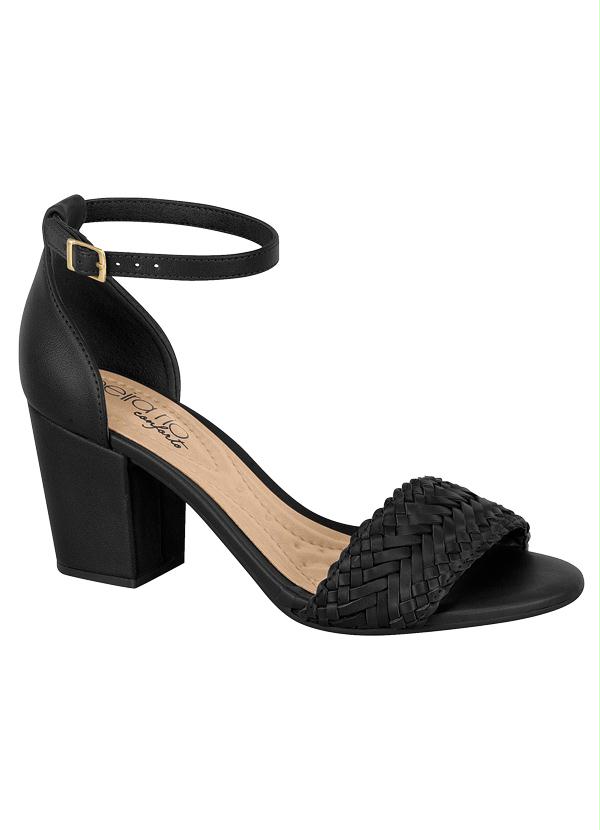 Beira Rio - Sandalia Beira Rio Preta com Tira Tressê