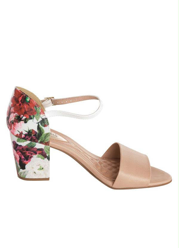 Beira Rio - Sandália com Salto Estampado Bege Beira Rio 3