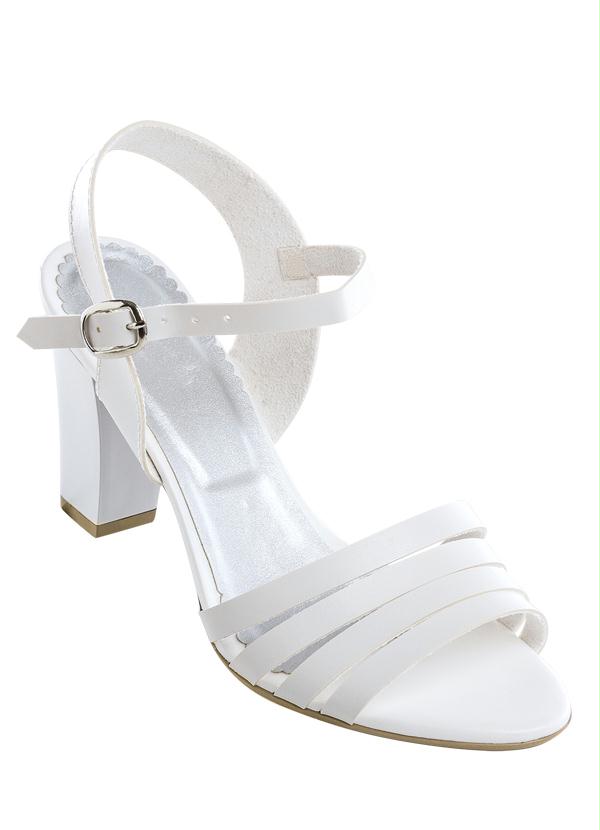 Outlet - Sandália de Salto Robusto Branca