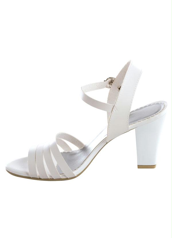 Outlet - Sandália de Salto Robusto Branca 3