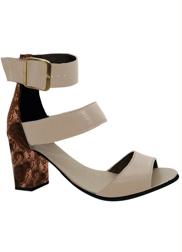 Outlet - Sandália Feminina Bege e Marrom