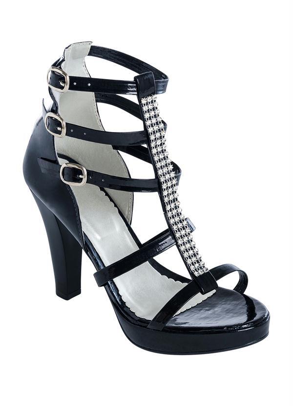 Outlet - Sandália Gladiadora Preta com Salto