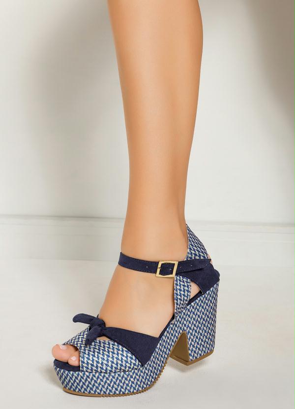 Outlet - Sandália Meia Pata Azul com Detalhe de Nó 5