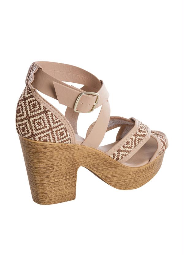 Outlet - Sandália Meia Pata com Tiras Transpassadas Bege 2