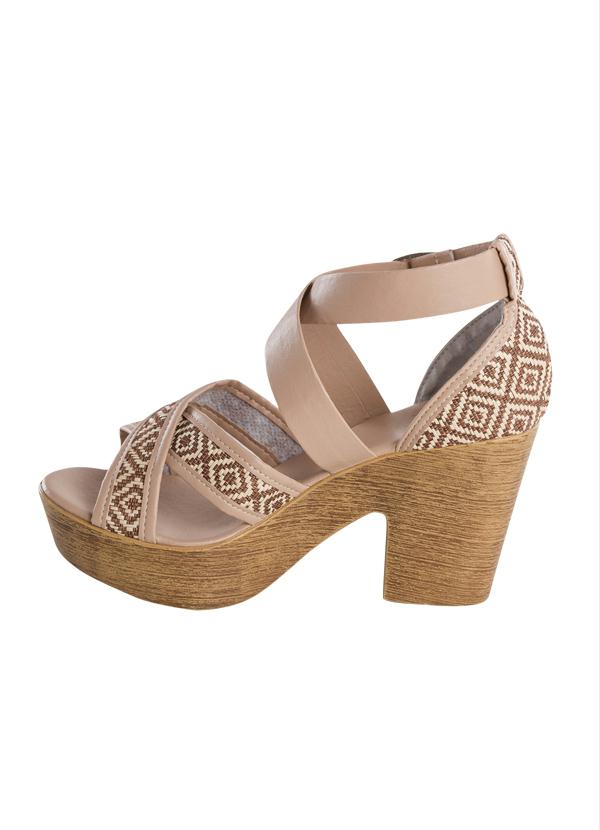 Outlet - Sandália Meia Pata com Tiras Transpassadas Bege 3