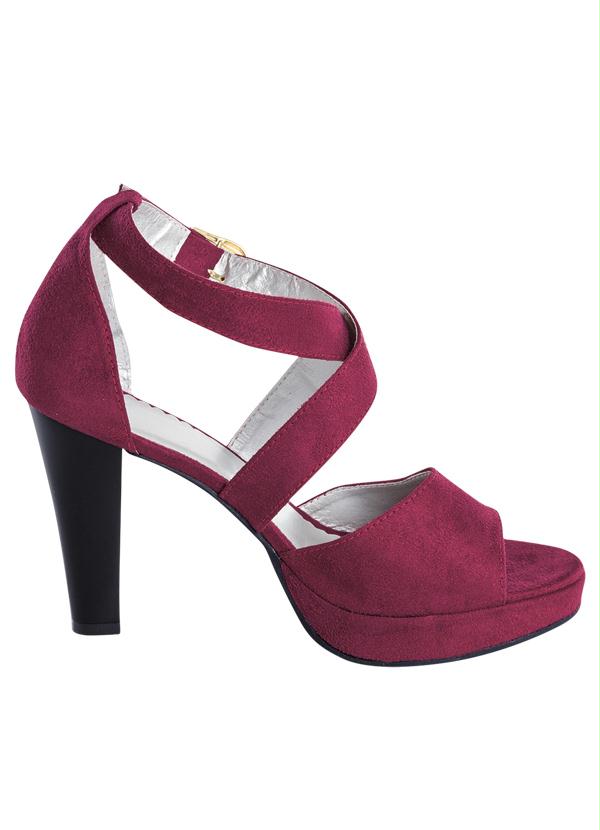 Outlet - Sandália Meia Pata com Tiras Transpassadas Vinho 3