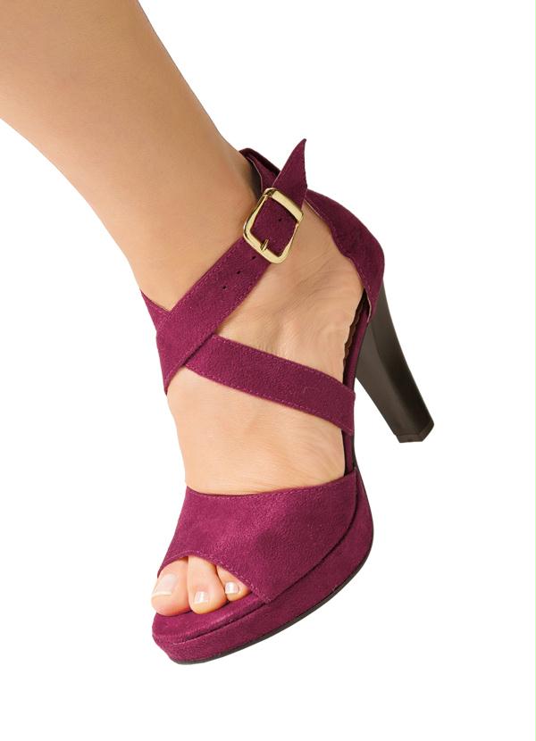 Outlet - Sandália Meia Pata com Tiras Transpassadas Vinho 5