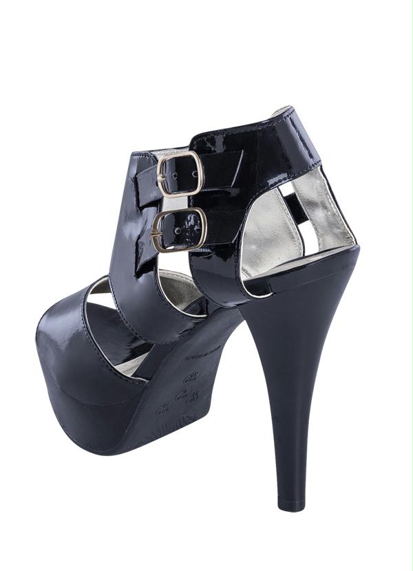 Outlet - Sandália Meia Pata Envernizada Preta 2