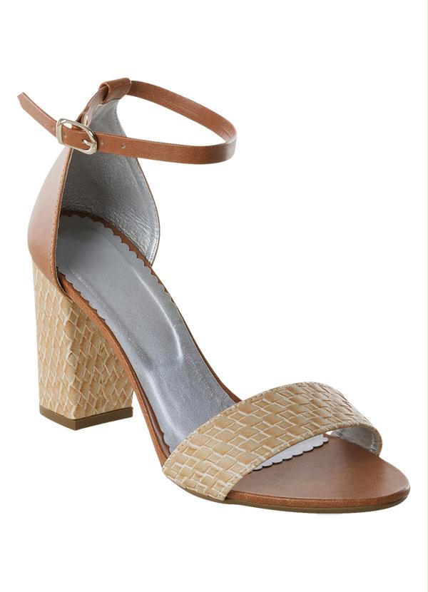 Outlet - Sandália Salto Robusto Bege